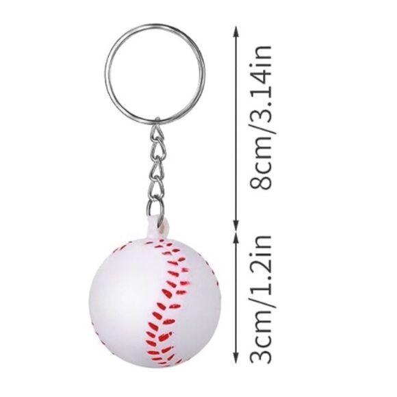 NWOT. Baseball Keychain includes Heart Shape Silver Medal Spring Snap Clip. - Picture 4 of 7